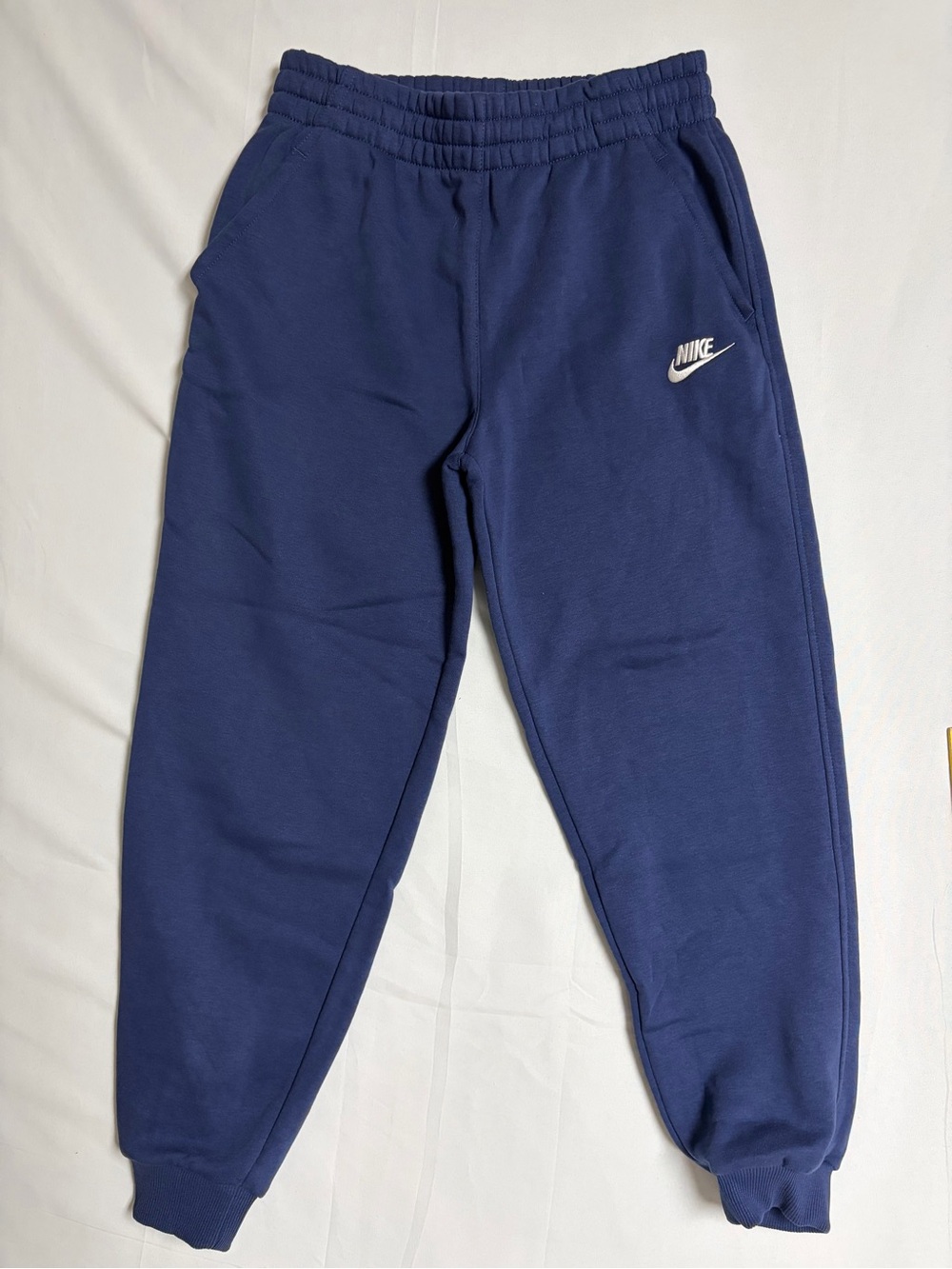Nike Kids Dark Blue Fleece Joggers with White Swoosh